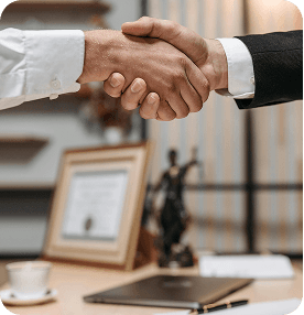 Handshake in a legal office